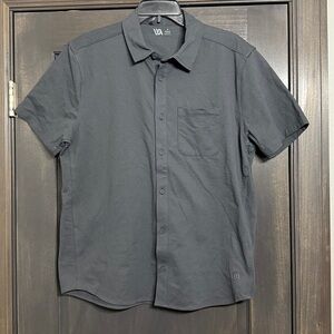 VRST NWT‎ Men's Short Sleeve Button Down Shirt Dark Grey Size M